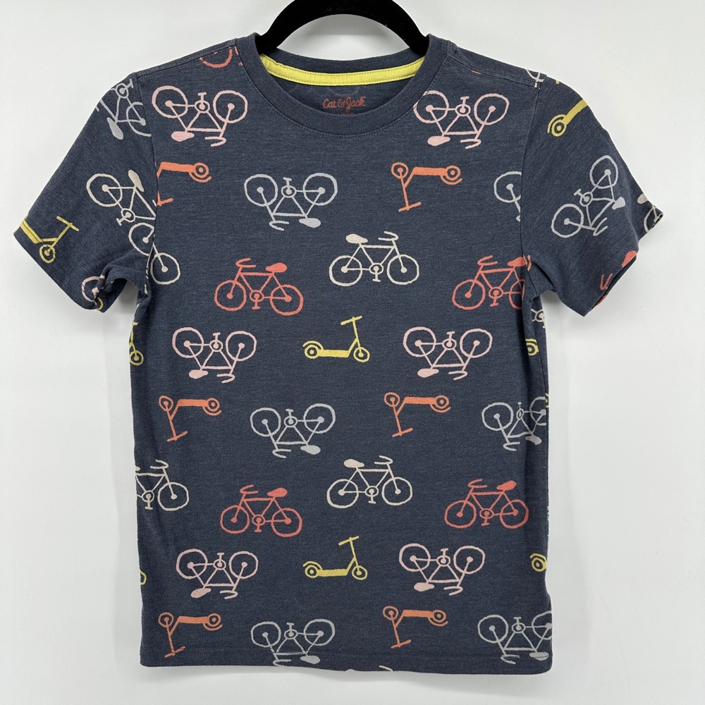 Cat & Jack Boys Bicycle Scooter Graphic Tee Gray M 8/10 F243513